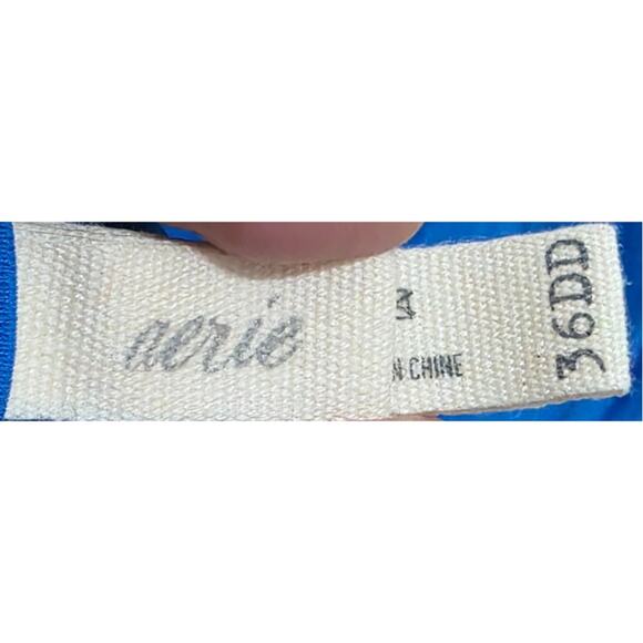 Aerie Twist Front Underwire Lace Overlay Halter Bikini Top Blue Size 36DD - Picture 3 of 9